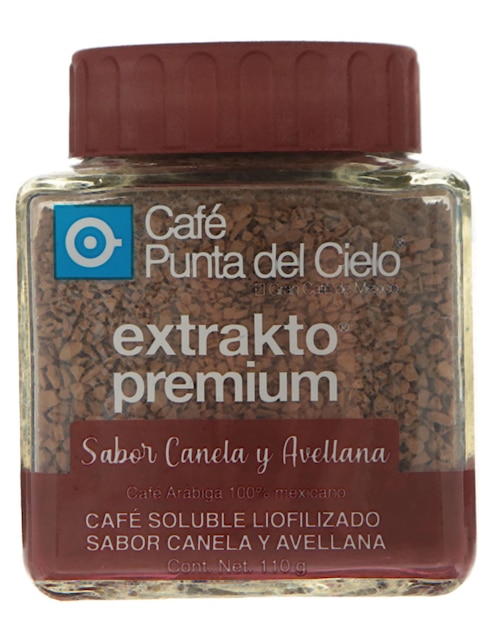 Café soluble sabor canela y avellana Punta del Cielo Extrakto Premium 110 g