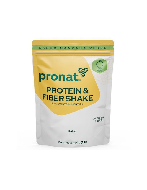 Suplemento Protein and Fiber Shake Pronat sabor manzana 450 g