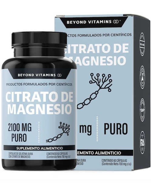 Citrato de magnesio 100% puro de 2100 mg Beyond Vitamins 60 cápsulas