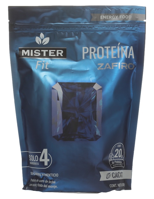 Proteína Esmeralda Mister Fit con Suero de leche, cacao natural, lecitina y fruto del monje sabor vainilla 500 g