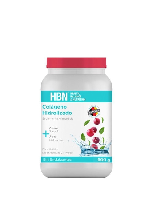 Colágeno HBN con colágeno hidrolizado con biotina y ácido hialurónico sabor arándano 600 g