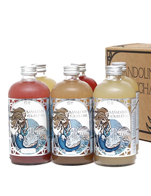 Imagen de producto Té frutal y floral en líquido Mándolin Kombucha fermentados 475 ml