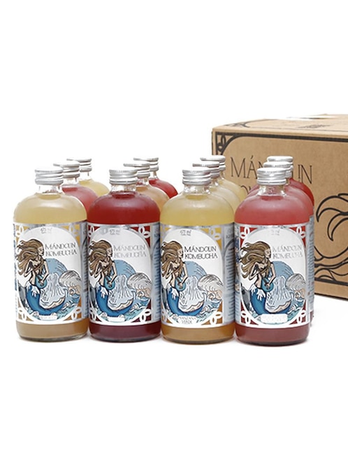 Set Té frutal y floral en líquido Mándolin Kombucha probióticos 475 ml