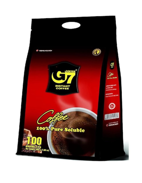 Café soluble Trung Nguyên G7 Pure Black G7 bolsa con 100 sobres de 2 g
