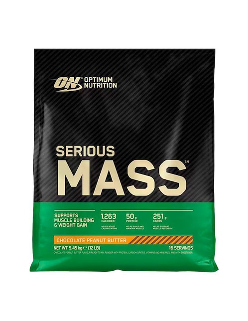 Serious Mass Peanut Butter Optimum Nutrition con proteína de suero de leche sabor crema cacahuate