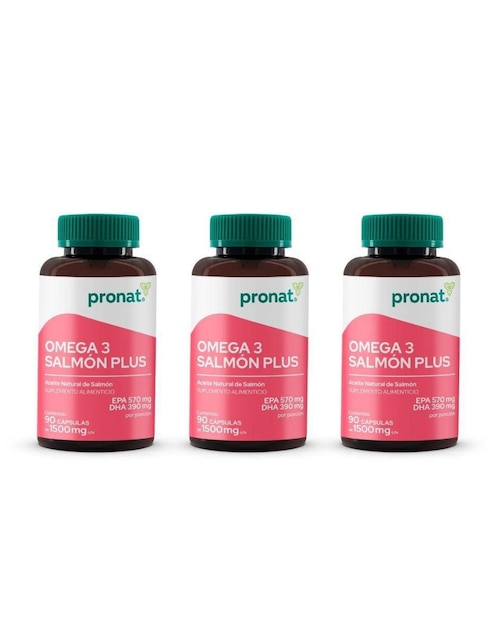 Kit de suplementos alimenticios Salmón Plus Omega 3 con 960 mg de EPA + DHA 90 Cápsulas - Pronat Pronat