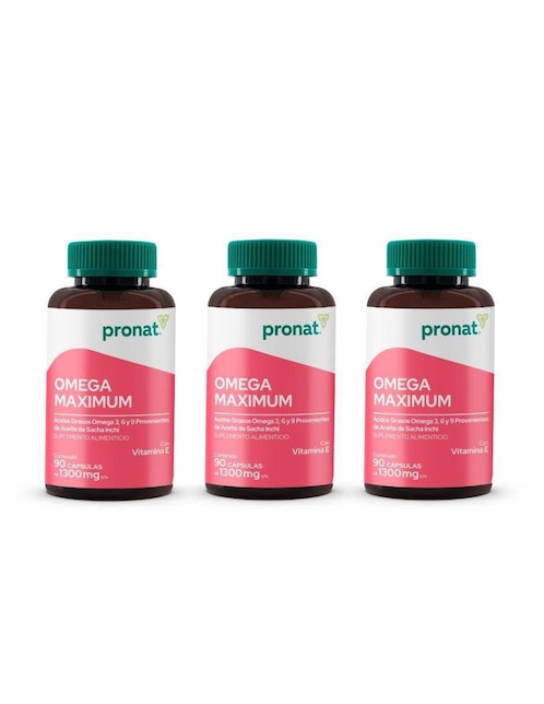 Kit de suplementos alimenticios Omega Maximum Omega 3, 6 y 9, 90 Cápsulas - Pronat Pronat