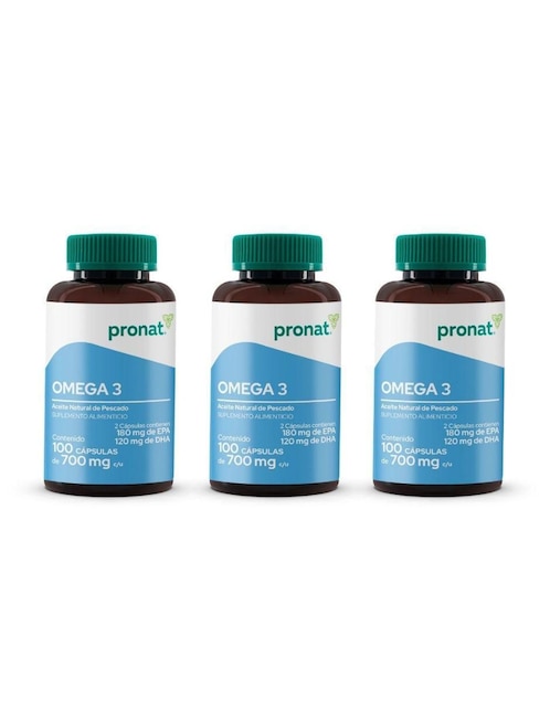 Kit de suplementos alimenticios Omega 3 con EPA y DHA (100 Perlas) - Pronat Pronat
