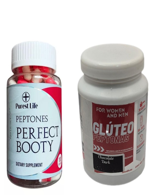 Set proteína glúteo peptonas con proteína Whey y probióticos + Voluminizador de Gluteos Natural con multivitamínico y antioxidante