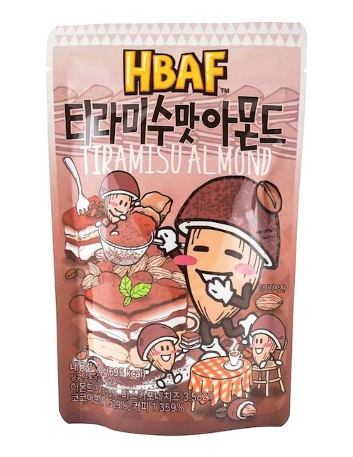 HBAF Paquete de snacks Almendras con cubierta sabor tiramisú Hbaf