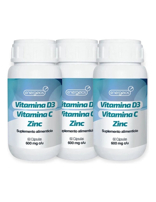 Kit de suplementos alimenticios Energeios de Vitamina C D3 y Zinc 600 mg Energeios