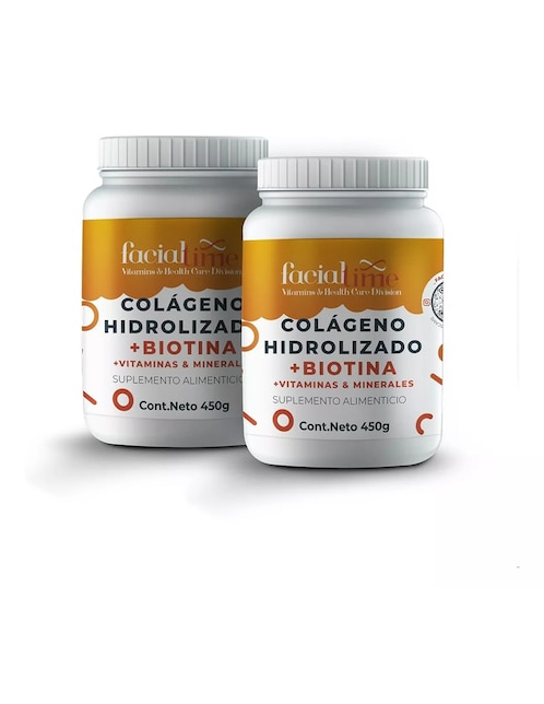 Kit de suplementos alimenticios FacialTime de Colágeno hidrolizado con Biotina FacialTime 450 G Facialtime