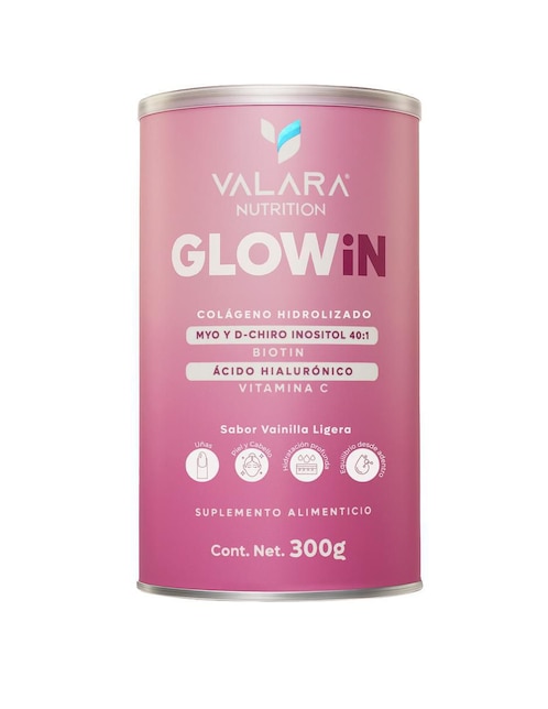 Glowin Valara Nutrition con colágeno hidrolizado, biotina y ácido hialurónico sabor vainilla