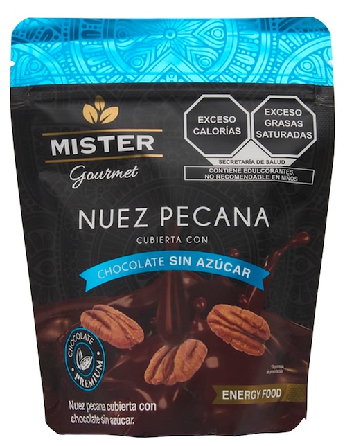 MISTER Nuez pecana cubierta con chocolate sin azúcar Mister