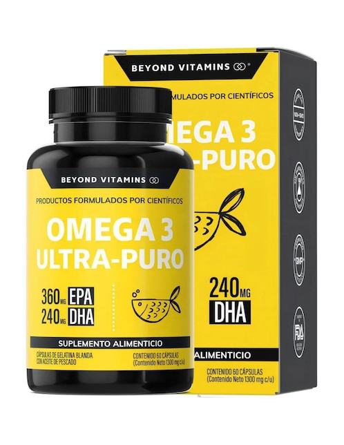 Omega 3 Ultra Puro aceite de pescado con omega 3 sabor natural de 60 cáp 1