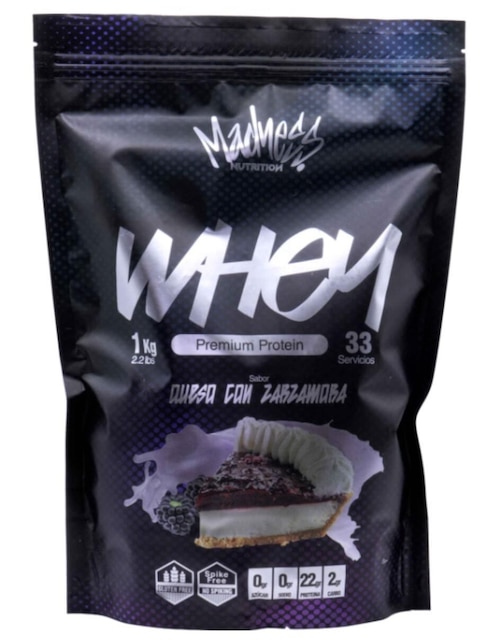 MADNESS NUTRITION Whey premium protein Madness Nutrition sabor zarzamora de 1 kg