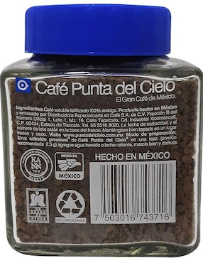 Café liofilizado sabor natural de México Punta Del Cielo 110 g
