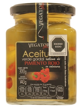 Imagen de producto Aceitunas rellenas de pimiento rojo en salmuera Vegatoro 300 g