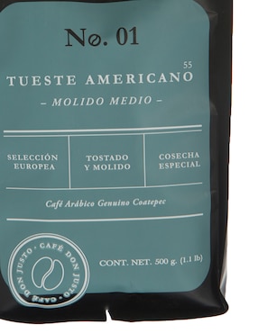 Café molido sabor natural de México Don Justo No. 01 Tueste Americano 500 g