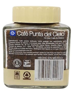Café liofilizado sabor vainilla de México Punta Del Cielo 110 g