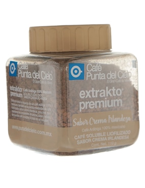 Café soluble sabor crema irlandesa de México Punta Del Cielo Extrakto Premium 110 g