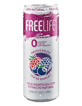 Agua Gasificada Free Life Sabor Frutos Rojos