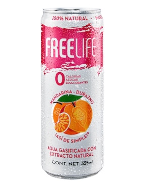 Agua Gasificada Free Life Sabor Mandarina Durazno