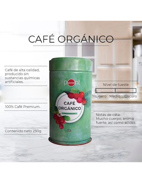 Café americano molido sabor tostado de México Alpont Gourmet orgánico 250 g