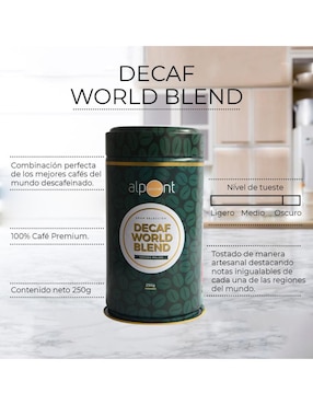 Café americano molido sabor tostado de África Alpont Gourmet Decaf World Blend 250 g