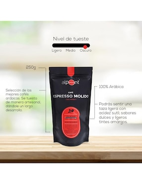 Café espresso molido sabor tostado de México Alpont Gourmet espresso 250 g
