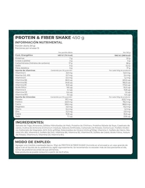 Suplemento Protein and Fiber Shake Pronat Pronat sabor manzana de 450 g