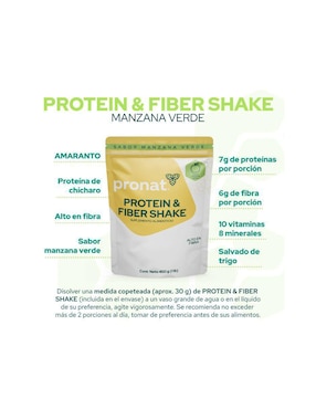 Suplemento Protein and Fiber Shake Pronat Pronat sabor manzana de 450 g