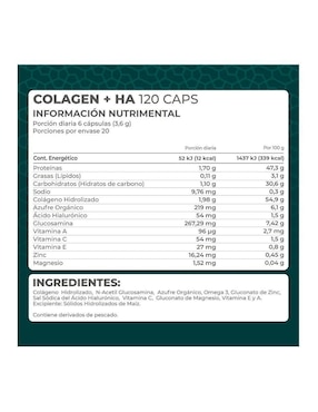 Suplemento Colagen + HA Pronat con colagéno hidrolizado 120 cápsulas