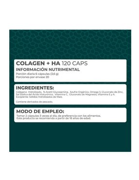 Suplemento Colagen + HA Pronat con colagéno hidrolizado 120 cápsulas