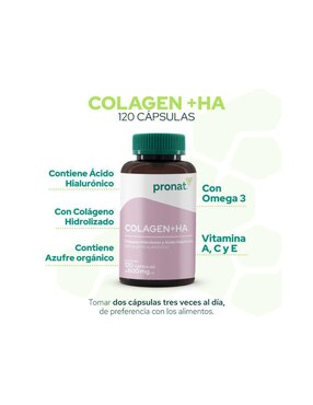 Suplemento Colagen + HA Pronat con colagéno hidrolizado 120 cápsulas