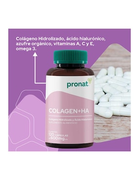 Suplemento Colagen + HA Pronat con colagéno hidrolizado 120 cápsulas