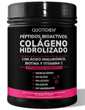 Colágeno Hidrolizado Con Biotina Y ácido Hialurónico Quotidien Sabor Natural 500 G