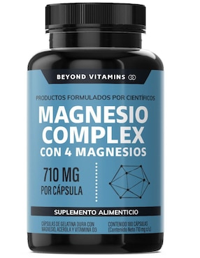 Magnesio complex con 4 magnesios Beyond Vitamins con citrato de magnesio, glicinato de magnesio, gluconato de magnesio, óxido de magnesio 150 cápsulas