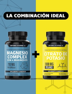 Magnesio Complex con 4 magnesios Beyond Vitamins con citrato de magnesio, glicinato de magnesio, gluconato de magnesio y óxido de magnesio sabor natural de 150 cápsulas