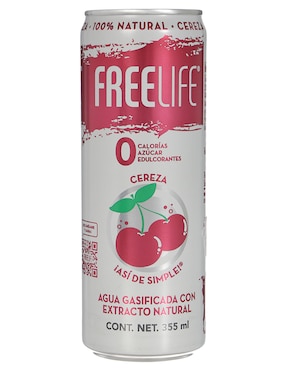 Agua Gasificada Free Life Sabor Cereza