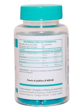 Cápsulas de L-carnitina Hbn con l-carnitina sabor natural de 60 cápsulas