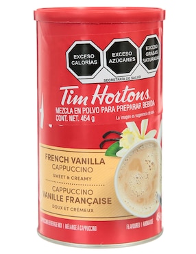Café capuccino soluble sabor vainilla de México Tim Hortons 454 g