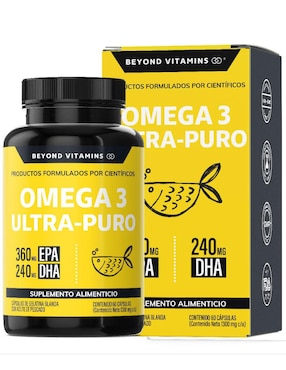 Omega 3 Ultra Puro Aceite De Pescado Beyond Vitamins Sabor Natural 60 Cápsulas