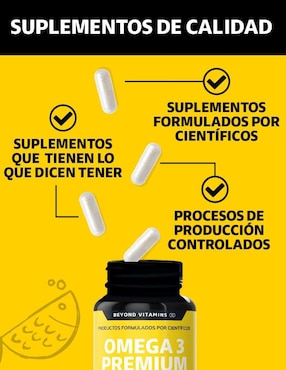 Omega 3 Ultra Puro aceite de pescado Beyond Vitamins sabor natural de 60 cápsulas