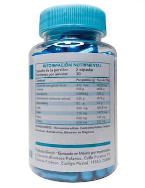 Cápsulas de condroitina, glucosamina y colágeno Hbn con condroitina sabor natural de 60 cápsulas