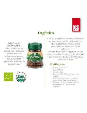 Café liofilizado sabor natural de Colombia Juan Valdez Orgánico 95 g