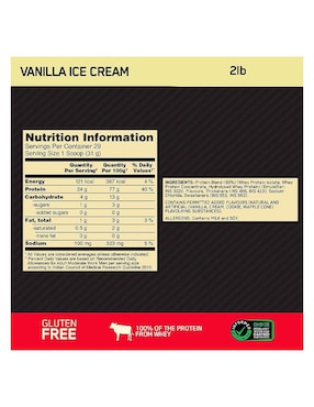 Gold Standard 100% Whey Optimum Nutrition con proteína de suero de leche sabor vainilla
