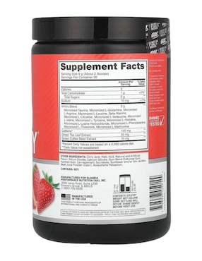 Amino Energy Optimum Nutrition Con Bcaas Optimum Nutrition con aminoácidos y electrolitos sabor fresa