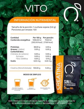 Creatina monohidratada de alta pureza Vito - Vitaminas Totales