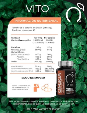 Omega 3 Aceite de Salmón Noruego Vito - Vitaminas Totales con aceite de salmón